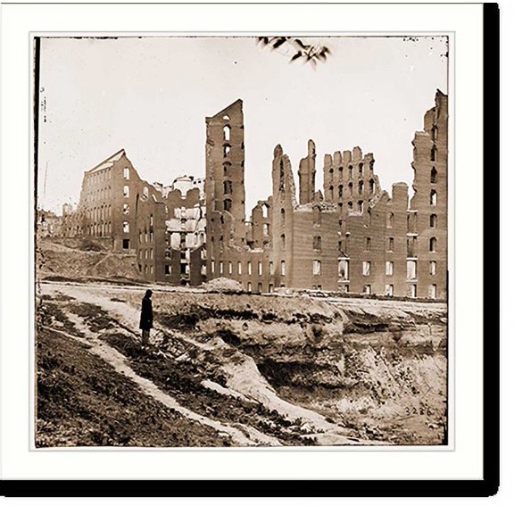 Historic Print, Richmond Virginia. Ruined buildings in the burnt district - 4, 16" x 20"