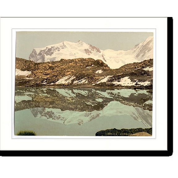 Historic Print, Riffel Lake and Monte Rosa Valais Alps of Switzerland, 16" x 20"