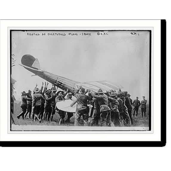Historic Print, Righting an overturned plane . Fr., 18" x 24"