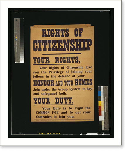 Historic Print, Rights of citizenship.printed by David Allen & Sons ...