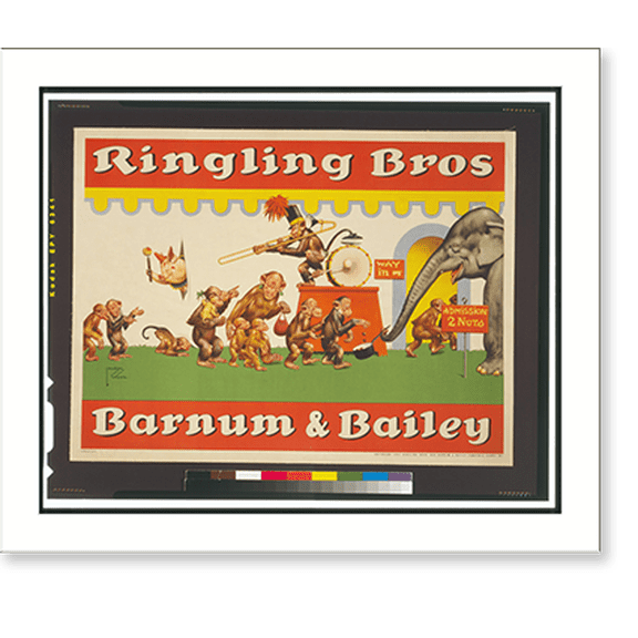 Historic Print, Ringling Bros. Barnum & Bailey.Lawson Wood., 18" x 24"