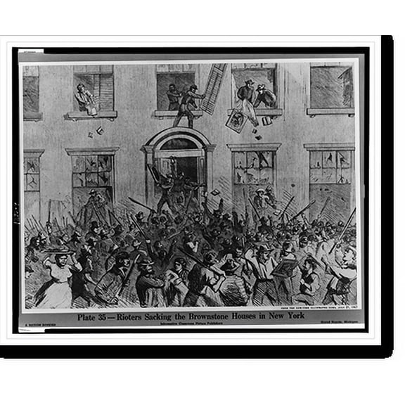 Historic Print, Rioters sacking the Brownstone Houses in New York, 16" x 20"