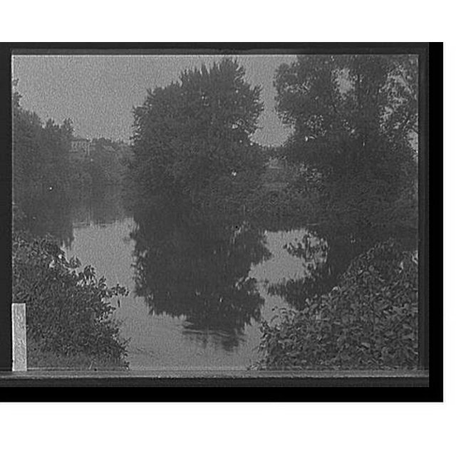 Historic Print, [River with buildings in background, probably the Huron River, Ypsilanti
