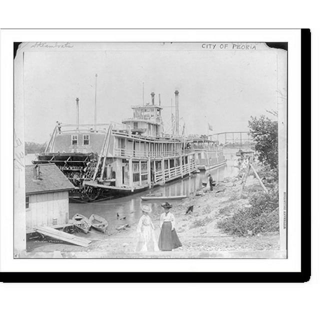 Historic Print, [Riverboat CITY OF PEORIA along the bank of the Illinois River at Beardstown