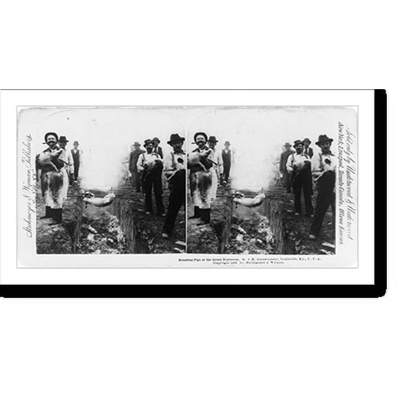 Historic Print, Roasting pigs at the great barbecue, G.A.R. encampment, Louisville, Ky., 16" x 20"