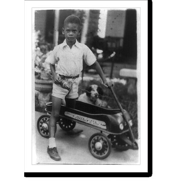 Historic Print, [Roger Wilkins, at about 5 years old, full-length portrait, standing with wagon], 18" x 24"