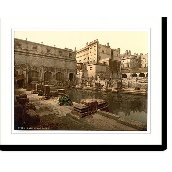 Historic Print, Roman Baths and Abbey Bath England, 18" x 24"