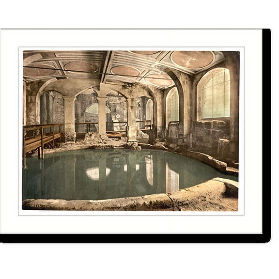 Historic Print, Roman Baths and Abbey Circular Bath Bath England, 18" x 24"