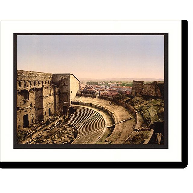 Historic Print, Roman theatre interior Orange Provence France, 16" x 20