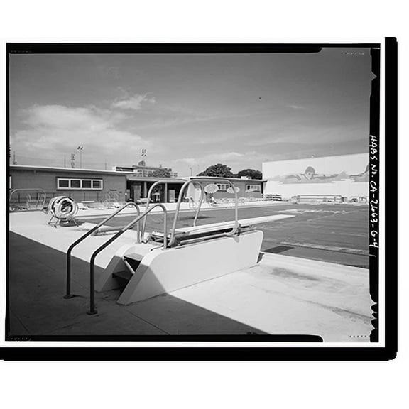Historic Print, Roosevelt Base, Swimming Pool, Reeves Avenue, enclosed by Building No. 22 & Arcad, Long Beach, Los Angeles County, CA - 4, 16" x 20"