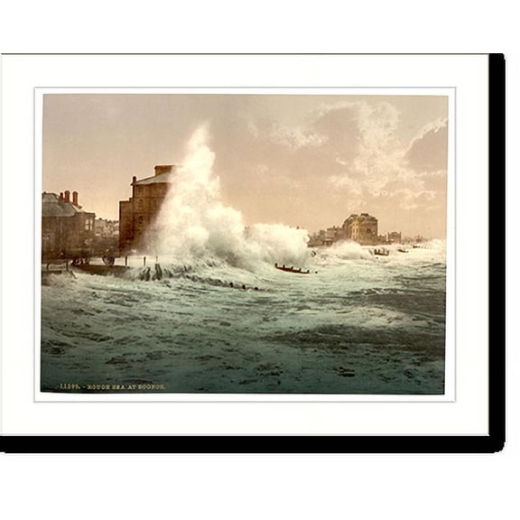 Historic Print, Rough sea Bognor England, 16" x 20"