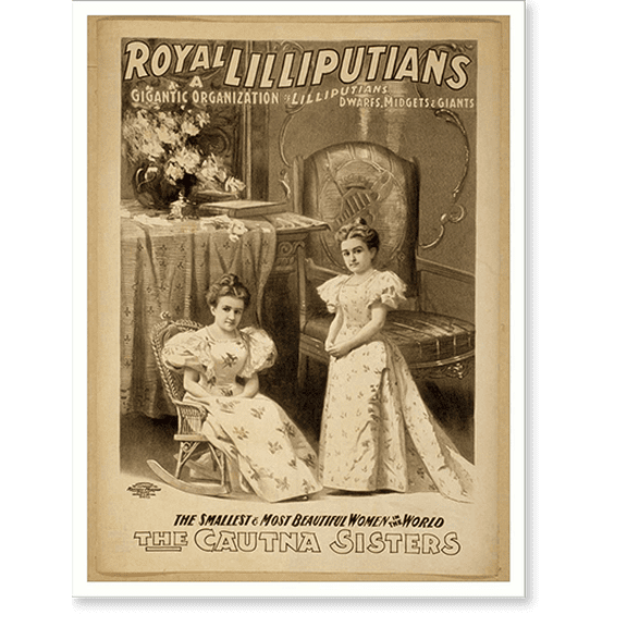 Historic Print, Royal Lilliputians gigantic organization of lilliputians dwarfs midgets & giants., 18" x 24"