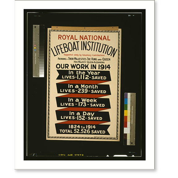 Historic Print, Royal National Lifeboat Institution. Our work in 1914.David Allen & Sons Ld. London. Harrow &c., 16" x 20"