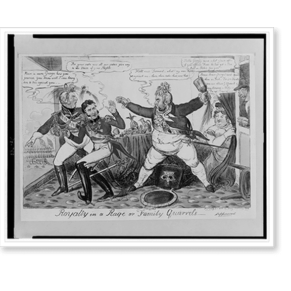 Historic Print, Royalty in a rage or family quarrels.I.R.C. fecit., 18" x 24"