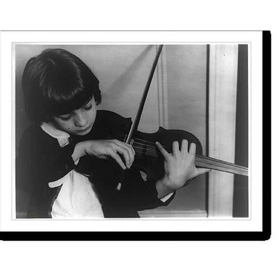 Historic Print, [Ruggiero Ricci, half-length portrait, looking down, playing the violin at nine years old], 16" x 20"