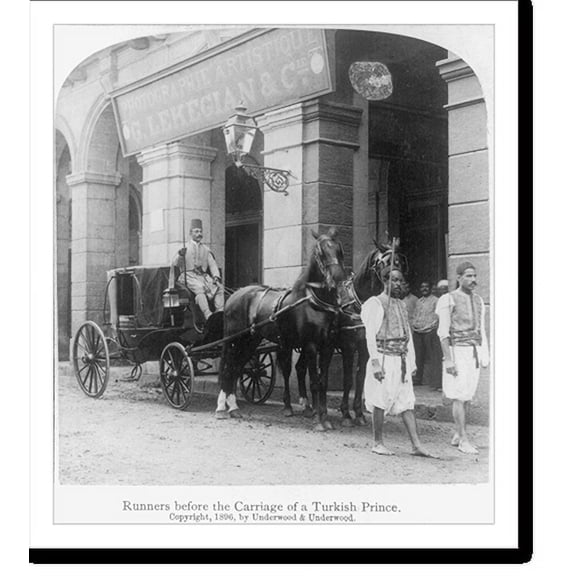 Historic Print, Runners before the carriage of a Turkish prince, 16" x 20"