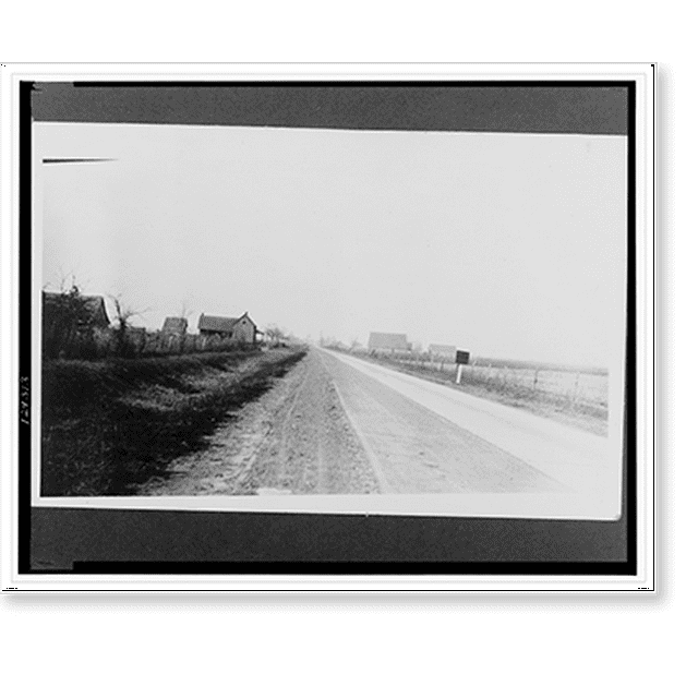Historic Print, [Rural area with houses and other buildings lining both