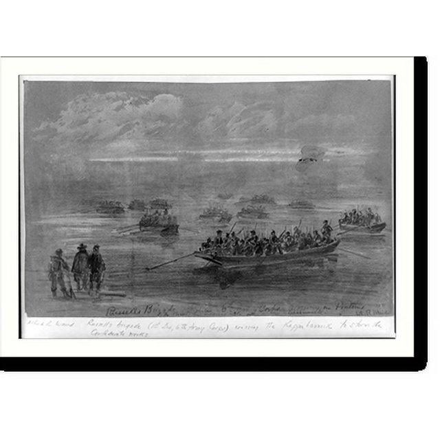 Historic Print, Russells Brigade, 1st div. 6th Army Corps, crossing in