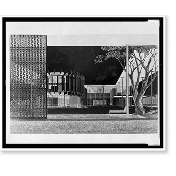 Historic Print, [SAE fraternity house, Miami, Florida (project). Rendering].Rudolph '52., 18" x 24"