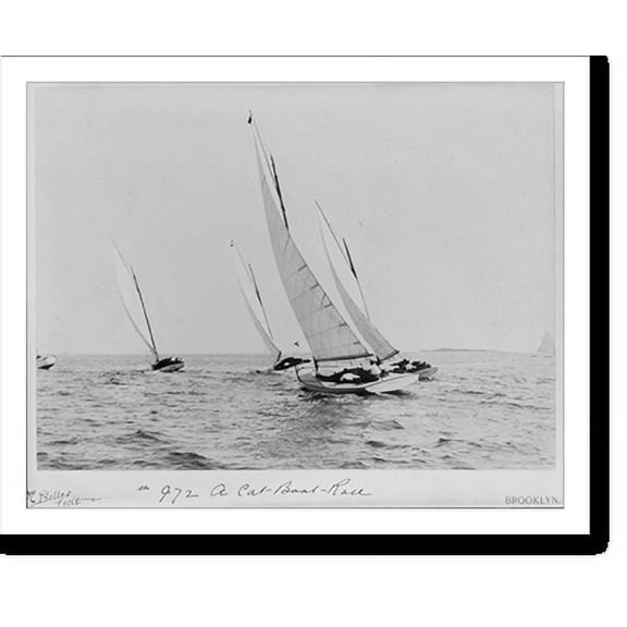 Historic Print, [Sailboats sailing]: A cat-boat-race, 18" x 24"