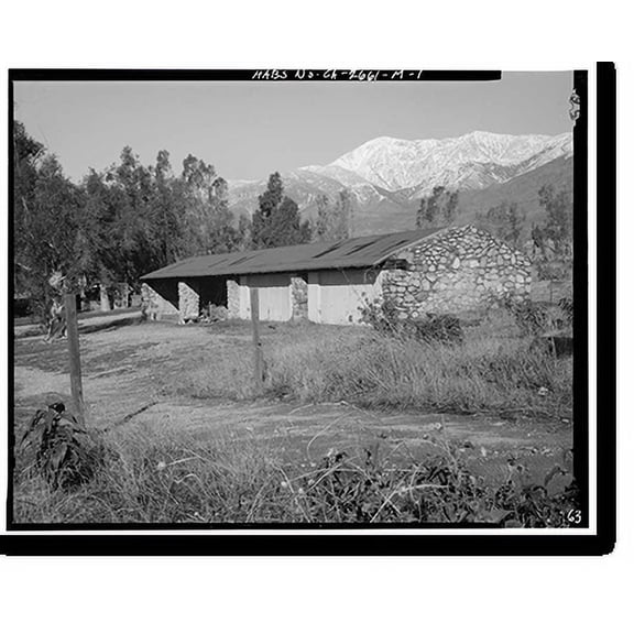 Historic Print, Sainsevain Property, Cobblestone Garages, 14804 Summit Avenue, Fontana, San Bernardino County, CA, 16" x 20"