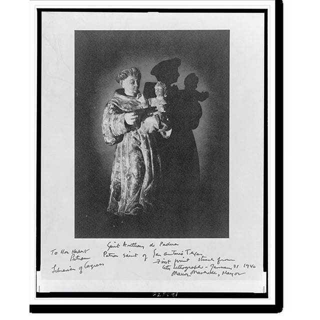 Historic Print, Saint Anthony of Padua, patron saint of San Antonio