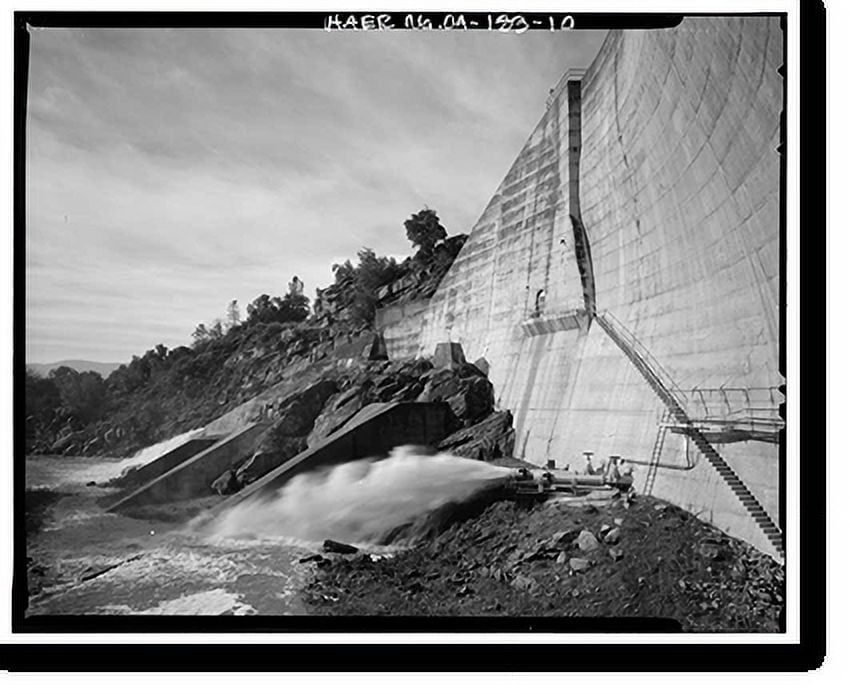 Historic Print, Salinas Dam, Salinas River near Pozo Road, Santa