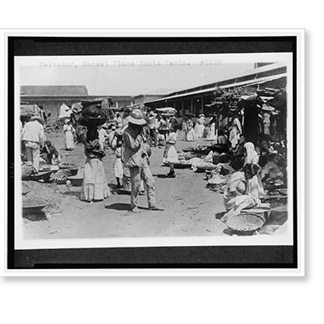 Historic Print, Salvador, Market Place Santa Tecla, 16" x 20"