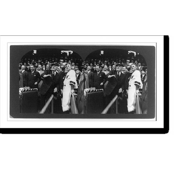 Historic Print, [Samuel Rayburn throwing out baseball at baseball game. Wash., D.C. Lyndon Johnson is standing behind him], 18" x 24"