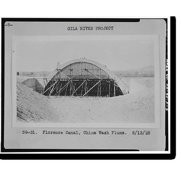 Historic Print, San Carlos Irrigation Project, China Wash Flume, Main (Florence-Case Grande) Canal at Station 137+0, Coolidge, Pinal County, AZ - 5, 16" x 20"