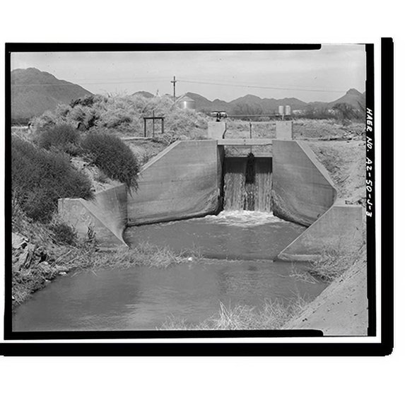 Historic Print, San Carlos Irrigation Project, San Tan Flood Water Canal, North Side of Gila River, Coolidge, Pinal County, AZ - 3, 18" x 24"