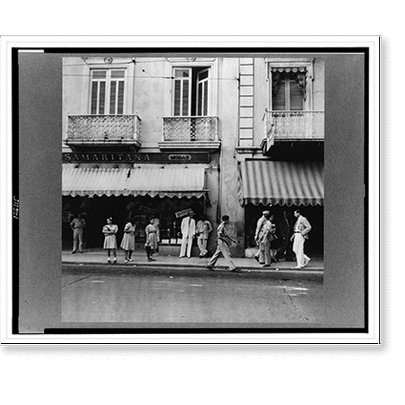 Historic Print, San Juan, Puerto Rico. Street scene, 16" x 20"
