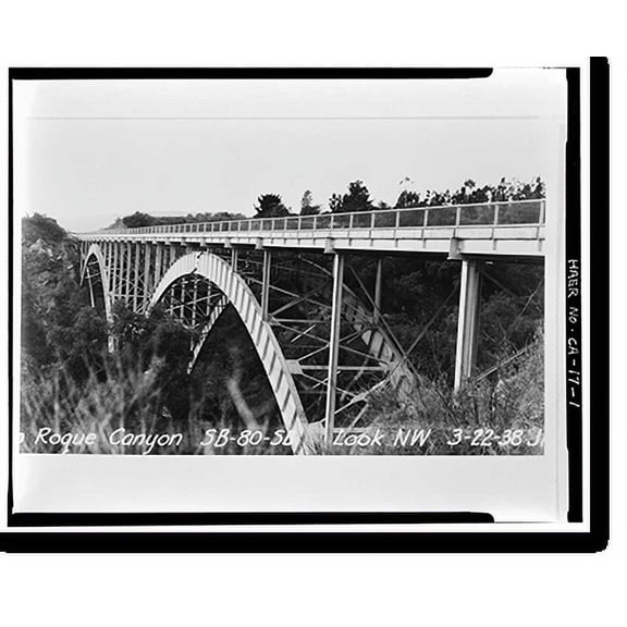 Historic Print, San Roque Canyon Bridge, State Highway 192, Santa Barbara, Santa Barbara County, CA, 18" x 24"
