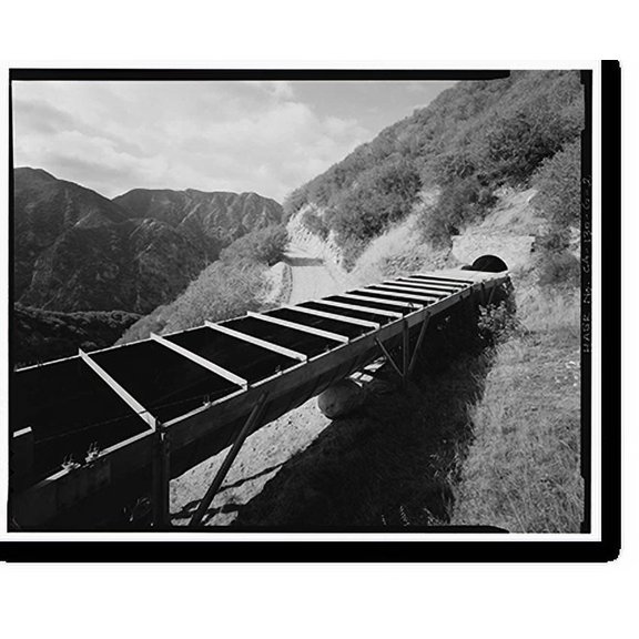 Historic Print, Santa Ana River Hydroelectric System, Flumes & Tunnels below Sandbox, Redlands vicinity, San Bernardino County, CA - 2, 16" x 20"