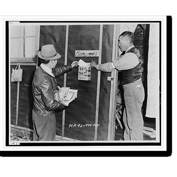 Historic Print, Santa Anita (Calif.) Assembly Center - Mail man delivers a letter to Mr. Matsumura, 16" x 20"