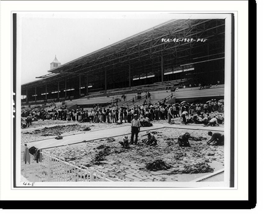 Historic Print, Santa Anita (Calif.) Assembly Center against the