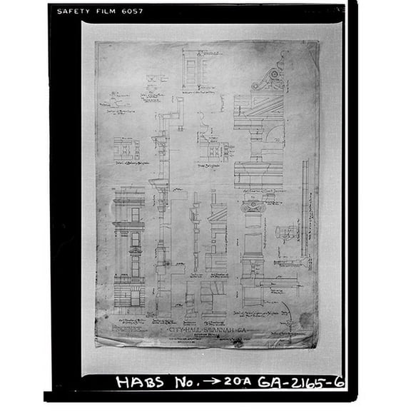 Historic Print, Savannah City Hall, Bay & Bull Streets, Savannah, Chatham County, GA - 6, 16" x 20"