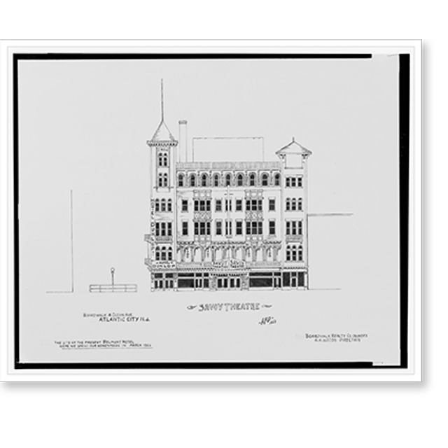 Historic Print, [Savoy Theatre and Hotel Dunlop, Boardwalk and Ocean Ave., Atlantic City, New