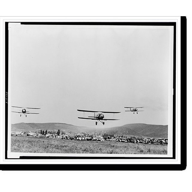 Historic Print, Scene at a Mexican military airport as training planes