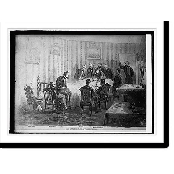 Historic Print, Scene at deathbed of Lincoln from a drawing in Leslie's. The figures are correctly group, 18" x 24"