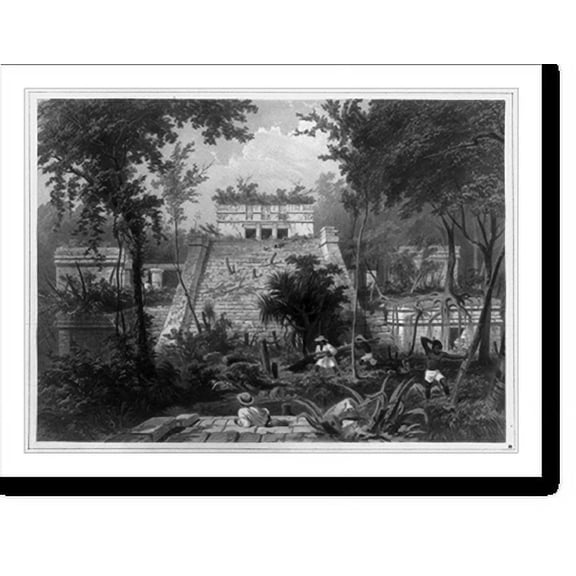 Historic Print, [Scene of ancient Mayan Indian monument in the Yucatan Penninsula of Mexico] - 2, 18" x 24"