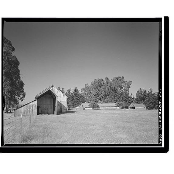 Historic Print, Schlake Ranch, New Barn, 2300 East Washington Street, Petaluma, Sonoma County, CA, 16" x 20"