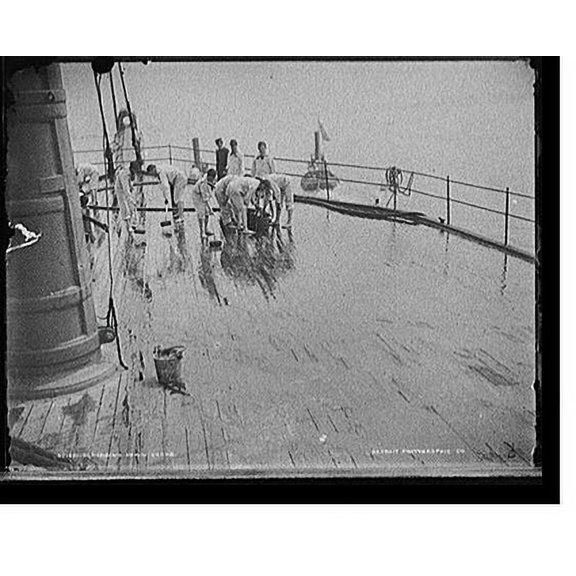Historic Print, Scrubbing down decks, 16" x 20"