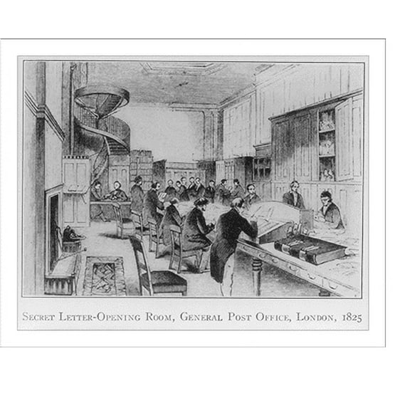 Historic Print, Secret letter-opening room, General Post Office, London, 1825, 18" x 24"
