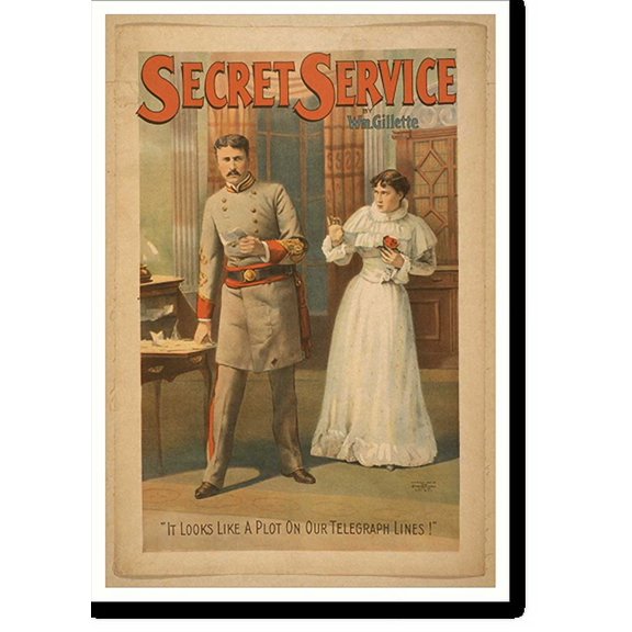 Historic Print, Secret service by Wm. Gillette. - 2, 16" x 20"