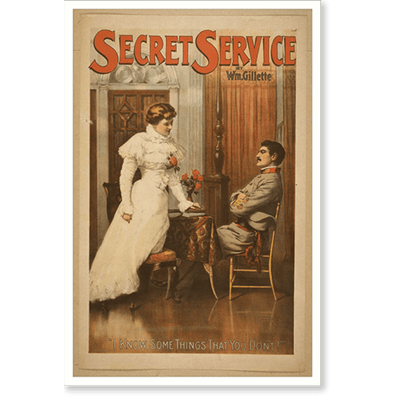Historic Print, Secret service by Wm. Gillette. - 3, 18" x 24"