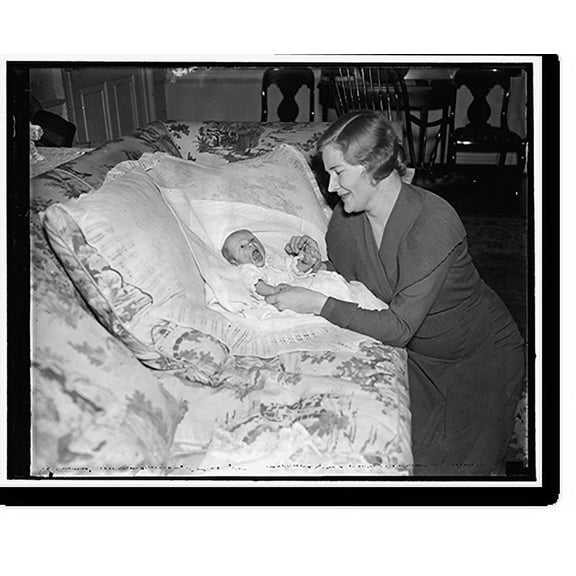 Historic Print, Secretary of War's youngest poses for first picture. Washington, D.C., March 24. Six-week-old Cooper Coolidge Woodring seems a bit camera-shy as he poses for his first p...18" x 24"