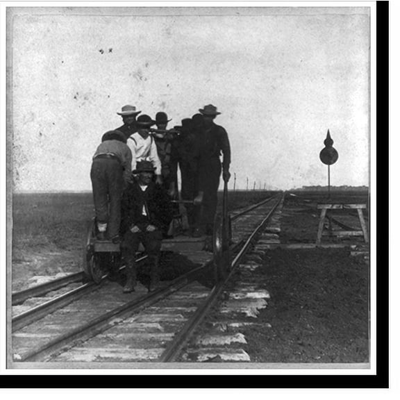 Historic Print, Section men at Salina Kansas (The extreme distance is five miles off) 447 miles west of St. Louis Mo., 16" x 20"