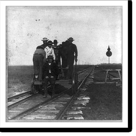 Historic Print, Section men at Salina, Kansas (The extreme distance is five miles off), 447 miles west of St. Louis, Mo., 18" x 24"