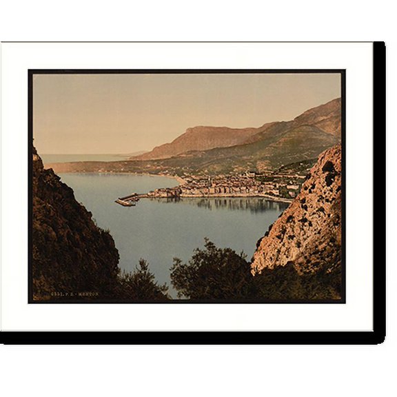 Historic Print, Seen from the cliffs Mentone Riviera, 18" x 24"